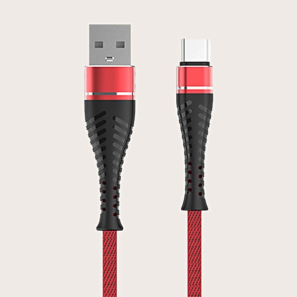

1pc Braided Type-C Data Cable, Red