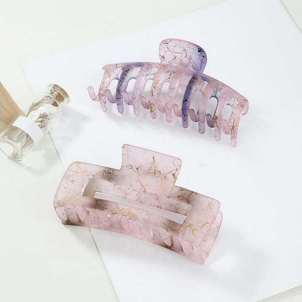 

2pcs Simple Hair Claw, Multicolor