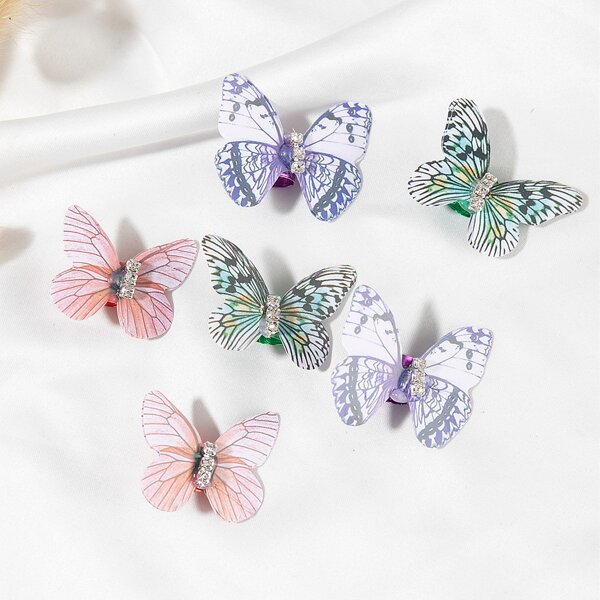 

6pcs Butterfly Decor Hair Ring, Multicolor