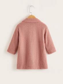 小女童絨毛翻領外套 - 藕粉色 - 查看 2