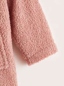 小女童絨毛翻領外套 - 藕粉色 - 查看 4