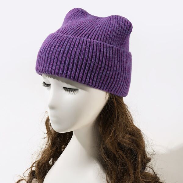 

Plain Knit Hat, Purple