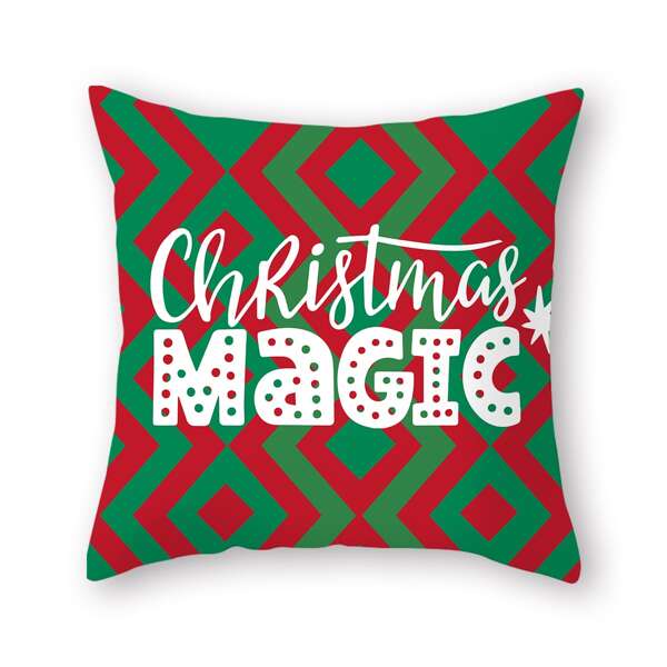

Christmas Letter Graphic Cushion Cover Without Filler, Multicolor