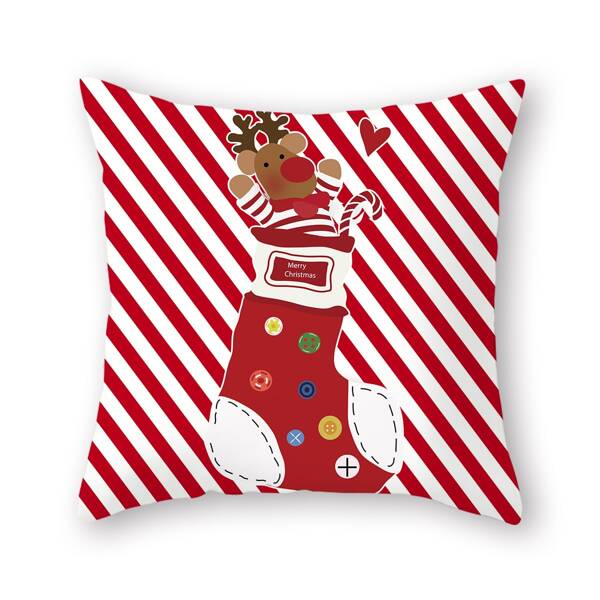 

Christmas Sock Print Cushion Cover Without Filler, Multicolor