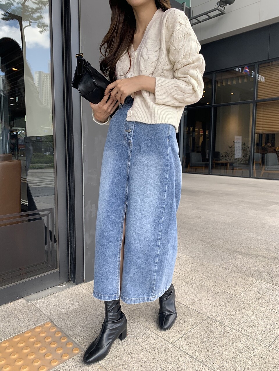 Cable Knit Drop Shoulder Cardigan