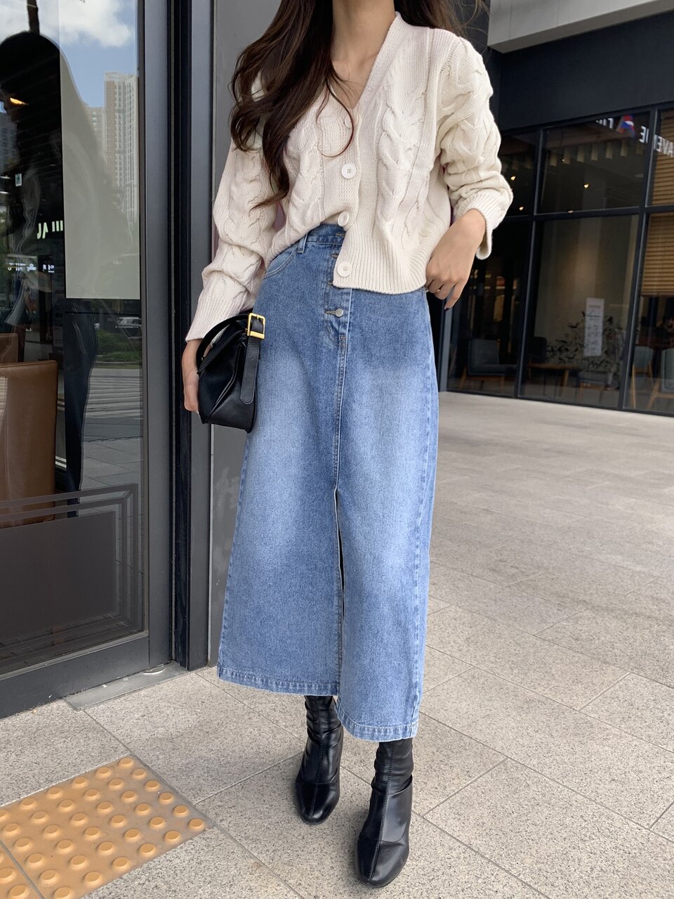 Cable Knit Drop Shoulder Cardigan