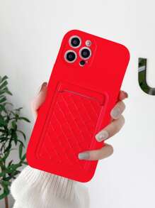 Solid Phone Case With Card Slot - Red - View 1