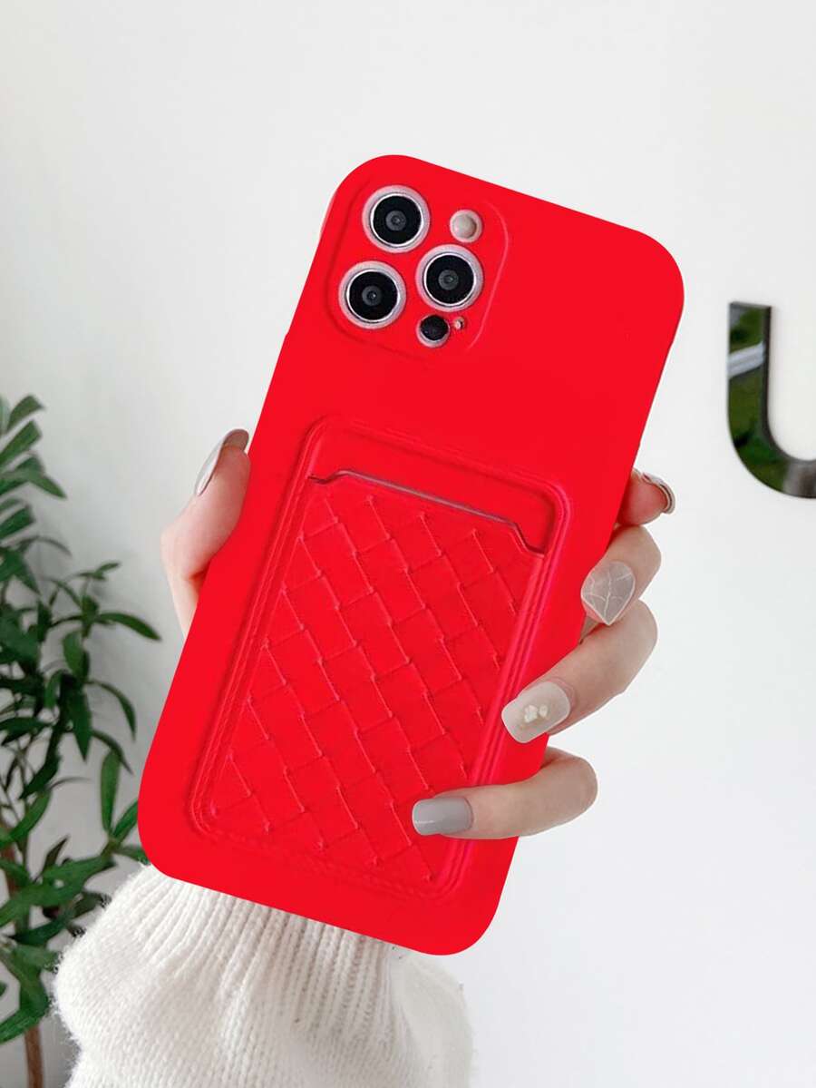 Solid Phone Case With Card Slot - Red - View 1