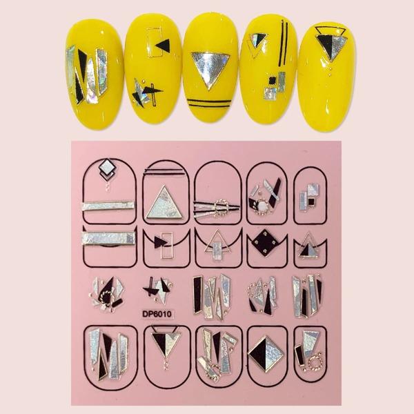 

1sheet Geometric Pattern Nail Art Sticker, Multicolor