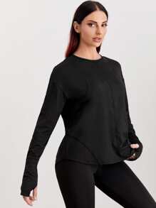 Easithlete Cut Out Seam Breathable Sports Tee - Black - View 5