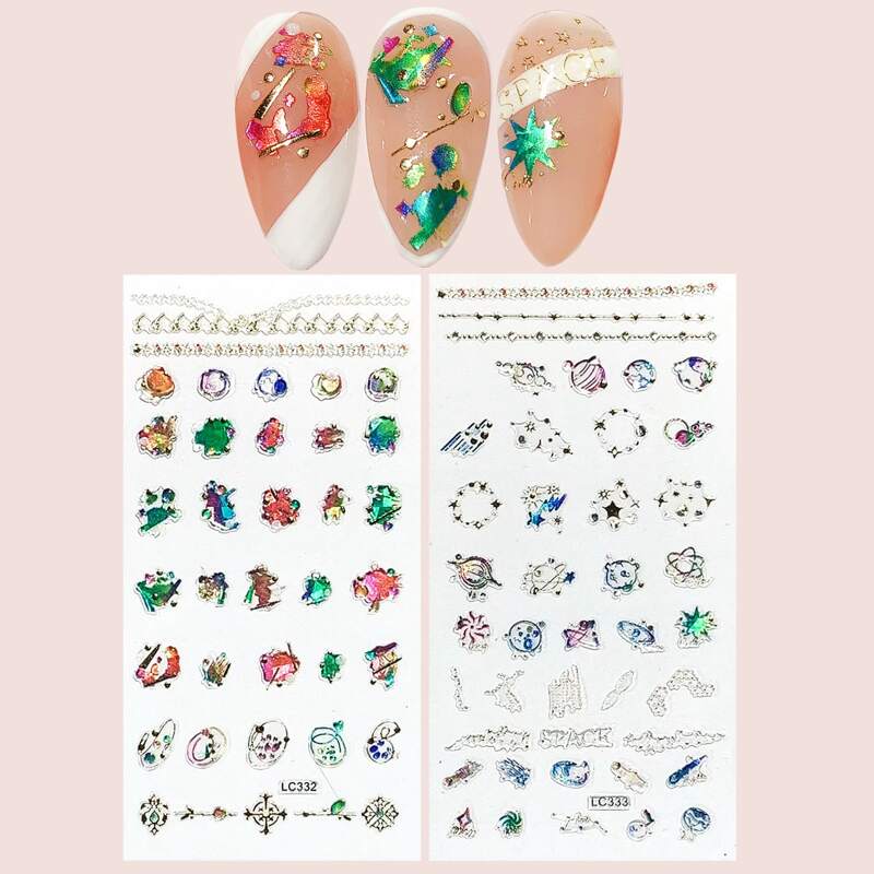 

2sheets Geometric Print Nail Art Sticker, Green