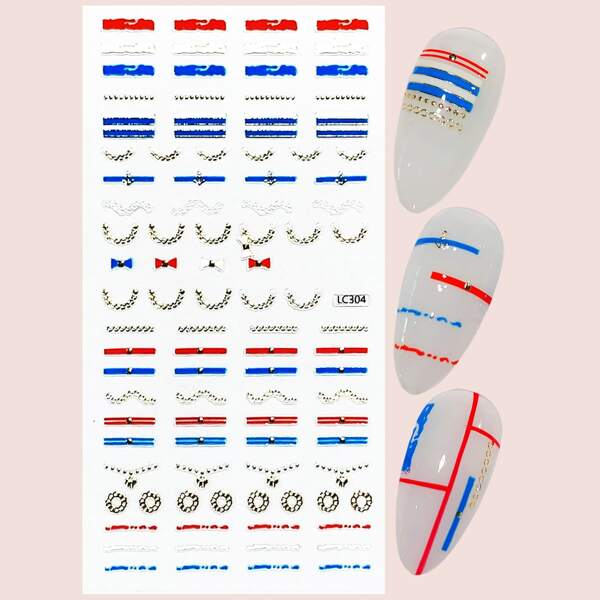 

1sheet Geometric Print Nail Art Sticker, Blue