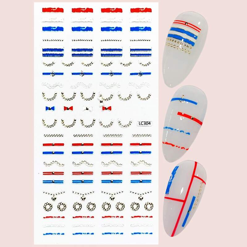 

1sheet Geometric Print Nail Art Sticker, Blue