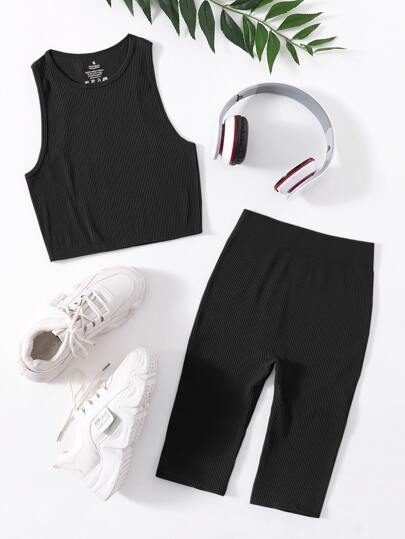 مجموعتان من بذلة رياضية سلسة، بدلة رياضية، مجموعة صالة الألعاب الرياضية، خزان علوي مرتب، شورت دراجة للنساء، مجموعات تمرين للنساء