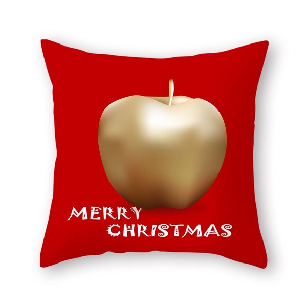

Christmas Apple Print Cushion Cover Without Filler, Multicolor