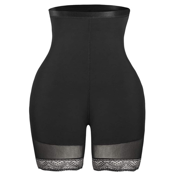

Plus Lace Trim Shapewear Shorts, Black