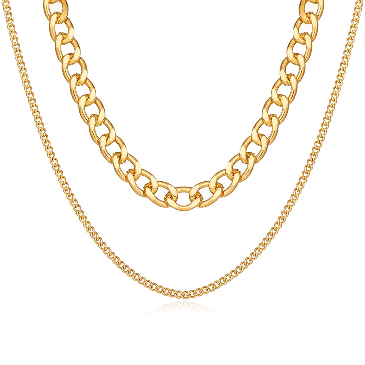 

Chain Double Layered Necklace, Gold