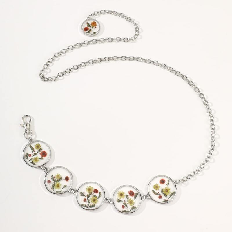

Floral Decor Chain Belt, Multicolor