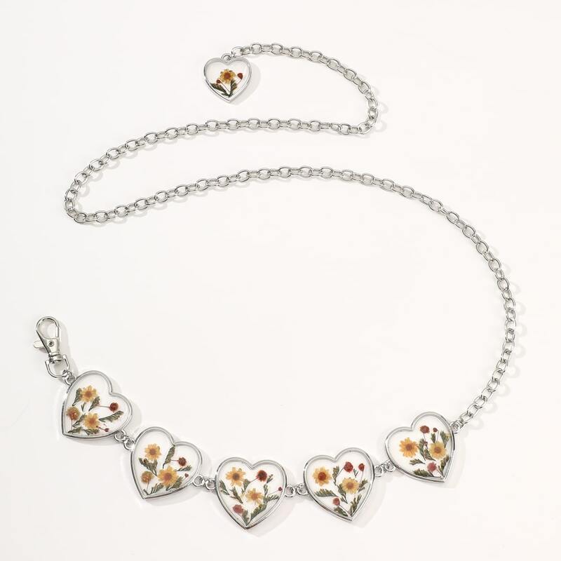 

Floral Decor Chain Belt, Multicolor