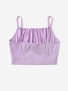 SHEIN 青少年女孩素色胸部褶皺吊帶上衣 - 紫丁香色 - 查看 2