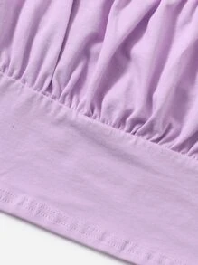 SHEIN 青少年女孩素色胸部褶皺吊帶上衣 - 紫丁香色 - 查看 3