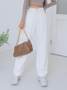DAZY 斜袋直筒牛仔褲 - 白色 - 查看 6