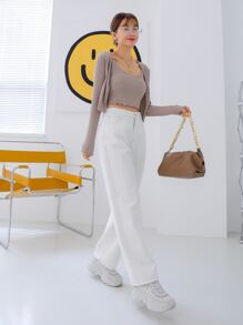 DAZY 斜袋直筒牛仔褲 - 白色 - 查看 8