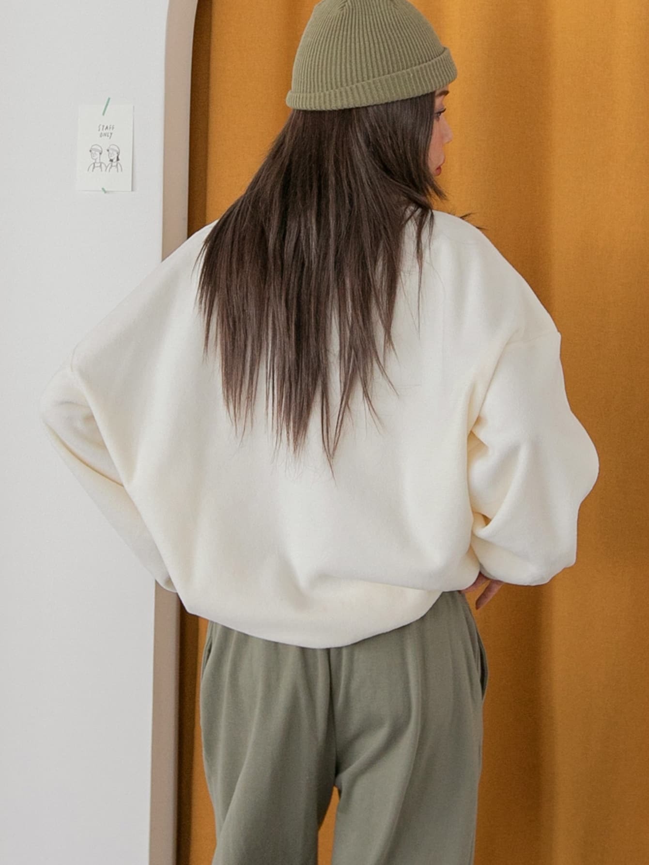 Half Zip Drop Shoulder Oversized Fleece Sweatshirt,Fall Women Clothes