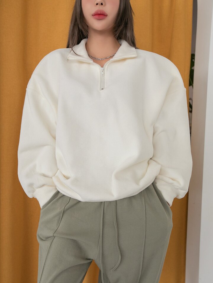 DAZY ハーフジップ ドロップショルダー オーバーサイズ フリース