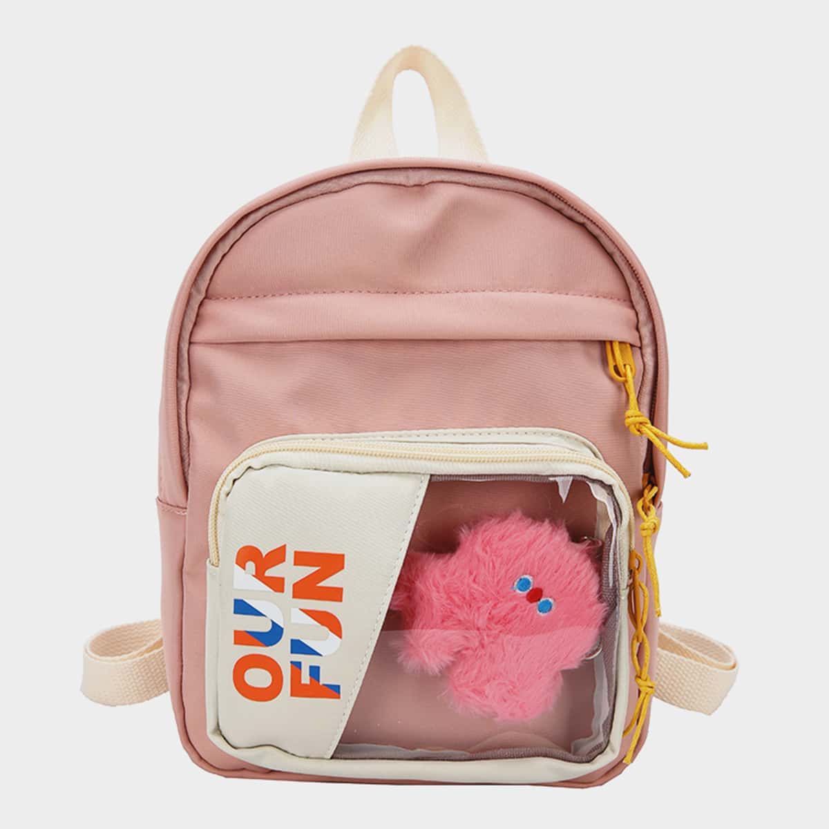 

Letter Graphic Zip Front Backpack, Pink