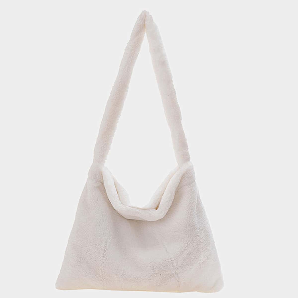 

Minimalist Fluffy Shoulder Bag, White