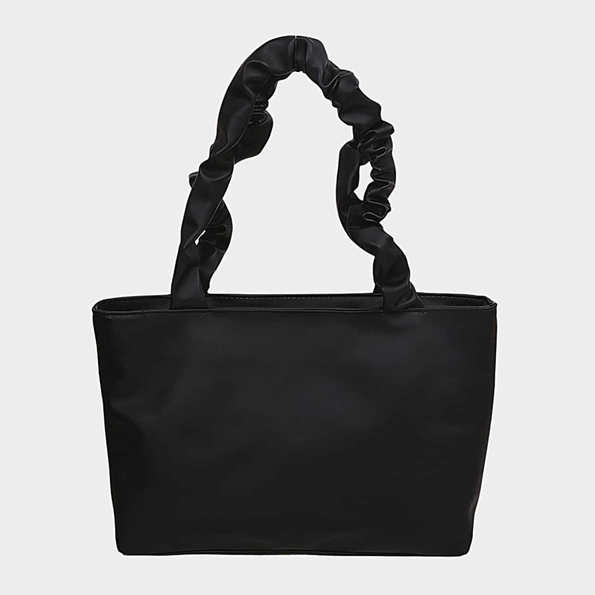 

Ruched Handle Tote Bag, Black