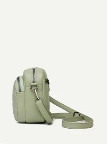 Mini Quilted Pattern Zip Front Novelty Bag - Green - View 4