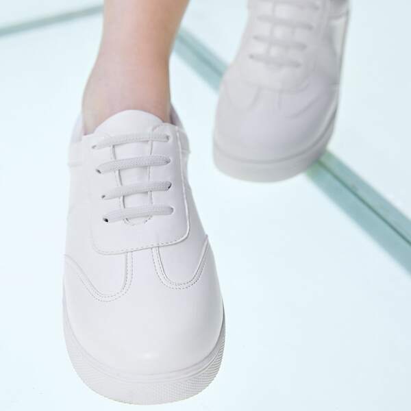 

Girls Lace-up Front Sneakers, White