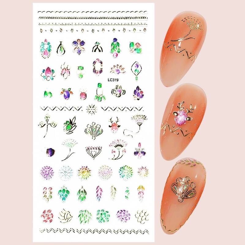 

1sheet Flower Pattern Nail Art Sticker, Green