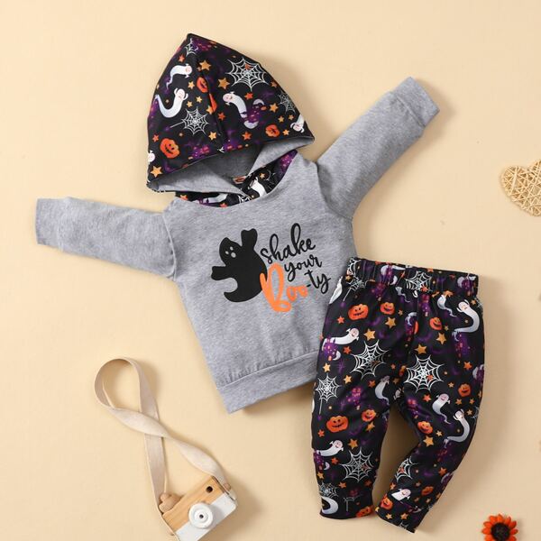 

Baby Halloween Print Hoodie & Sweatpants, Multicolor