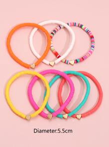7pcs Bohemian Style Random Soft Clay Heart Beaded Bracelet Set Valentines,Mom,Mother,Mother's Day,Gift - Multicolor - View 3
