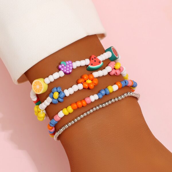 

4pcs Fruit Decor Beaded Bracelet, Multicolor