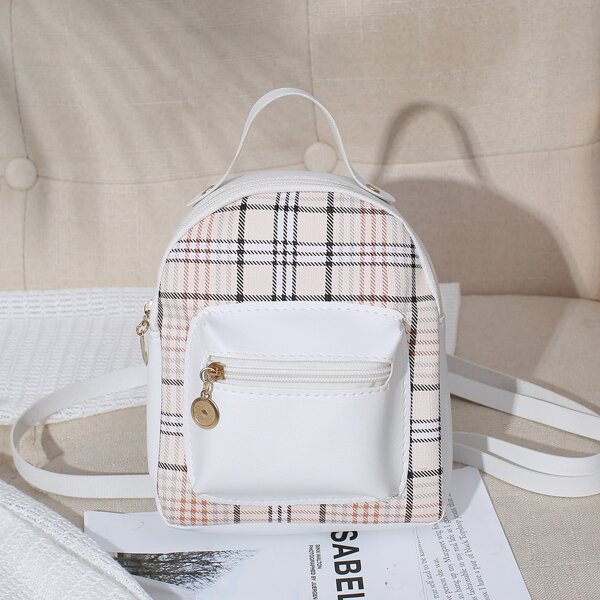 

Tartan Curved Top Backpack, Multicolor