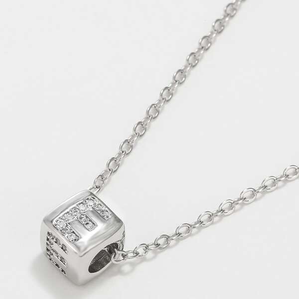 

Letter Graphic Charm Necklace, Silver