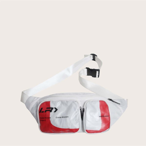

Men Letter Graphic Fanny Pack, White