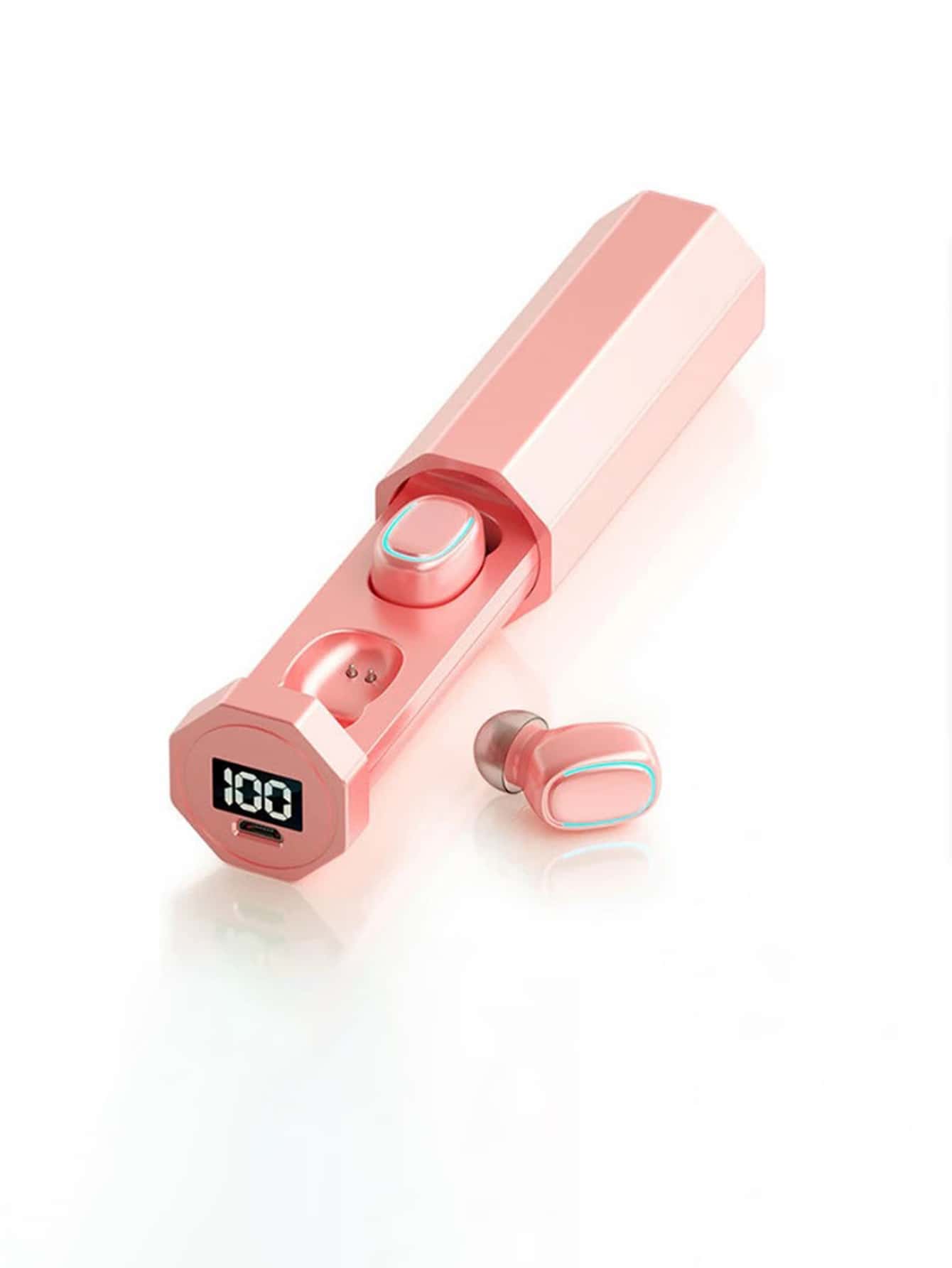 被動降噪入耳式設計數顯可伸縮藍牙耳機 - 粉色 - 查看 1