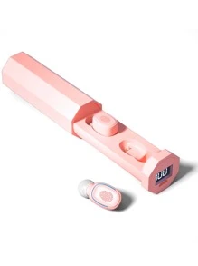 被動降噪入耳式設計數顯可伸縮藍牙耳機 - 粉色 - 查看 2