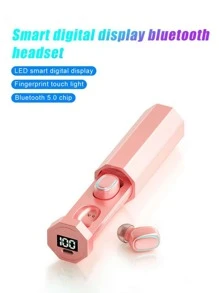 被動降噪入耳式設計數顯可伸縮藍牙耳機 - 粉色 - 查看 3