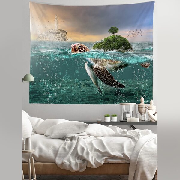

Sea Turtle Print Tapestry, Multicolor