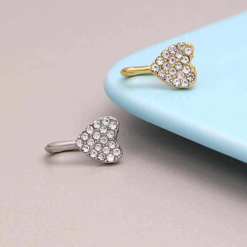 

2pcs Rhinestone Decor Nose Ring, Multicolor