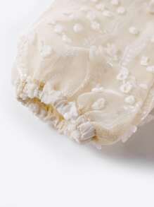 SHEIN 小女童貼花燈籠袖T恤 - 米色 - 查看 3