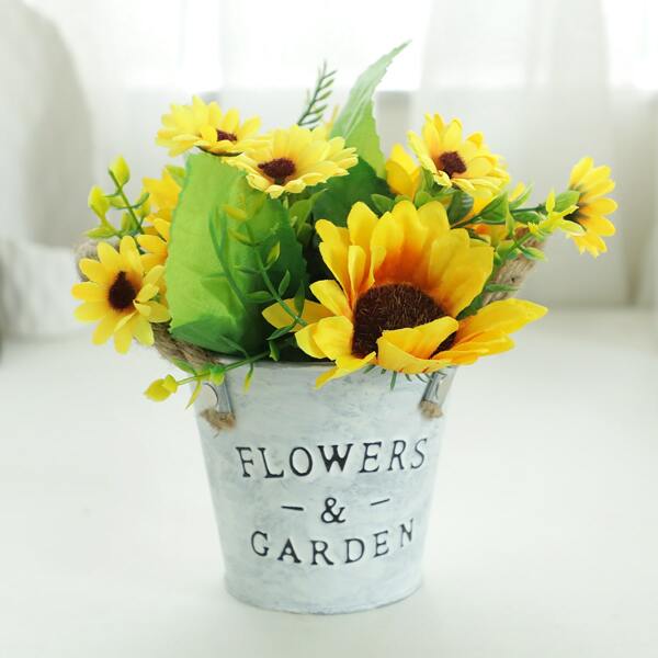 

1pc Artificial Potted Sunflower, Yellow