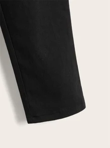 SHEIN Quần con gái lớn Túi màu trơn Giải trí - màu đen - Xem 4