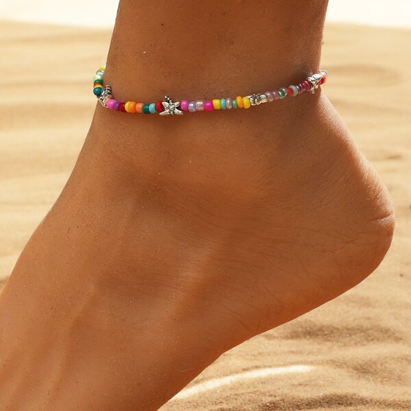 

Colorful Beaded Anklet, Multicolor